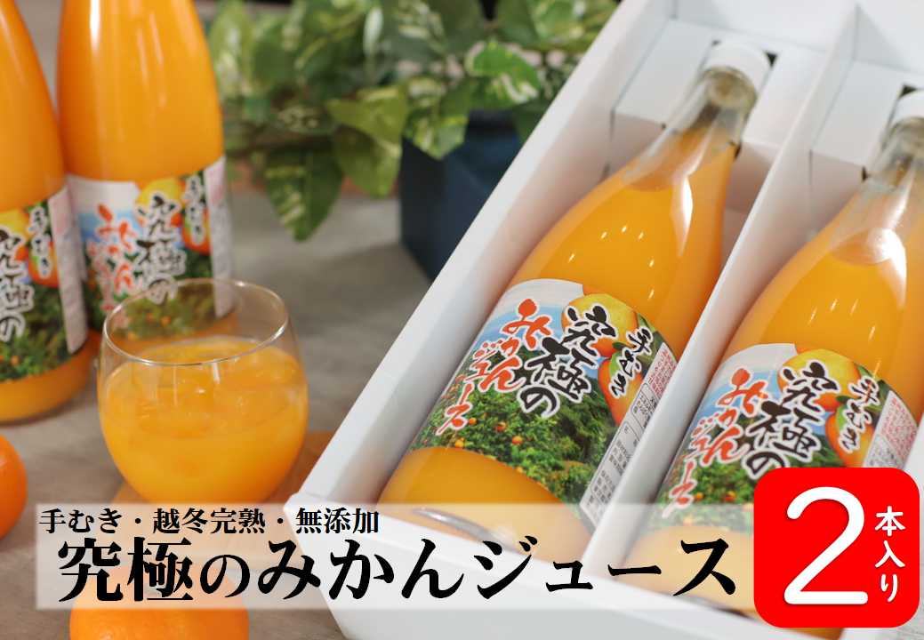 【濃厚みかん100%・無添加】手むき、究極のみかんジュース×2本入 (新商品)